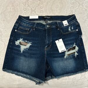 Judy Blue Women's Ripped Jean Shorts - Dark Blue